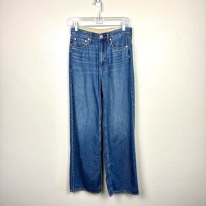 Rag & Bone Logan Mid Rise Wide Leg Jeans Medium Wash Denim 25